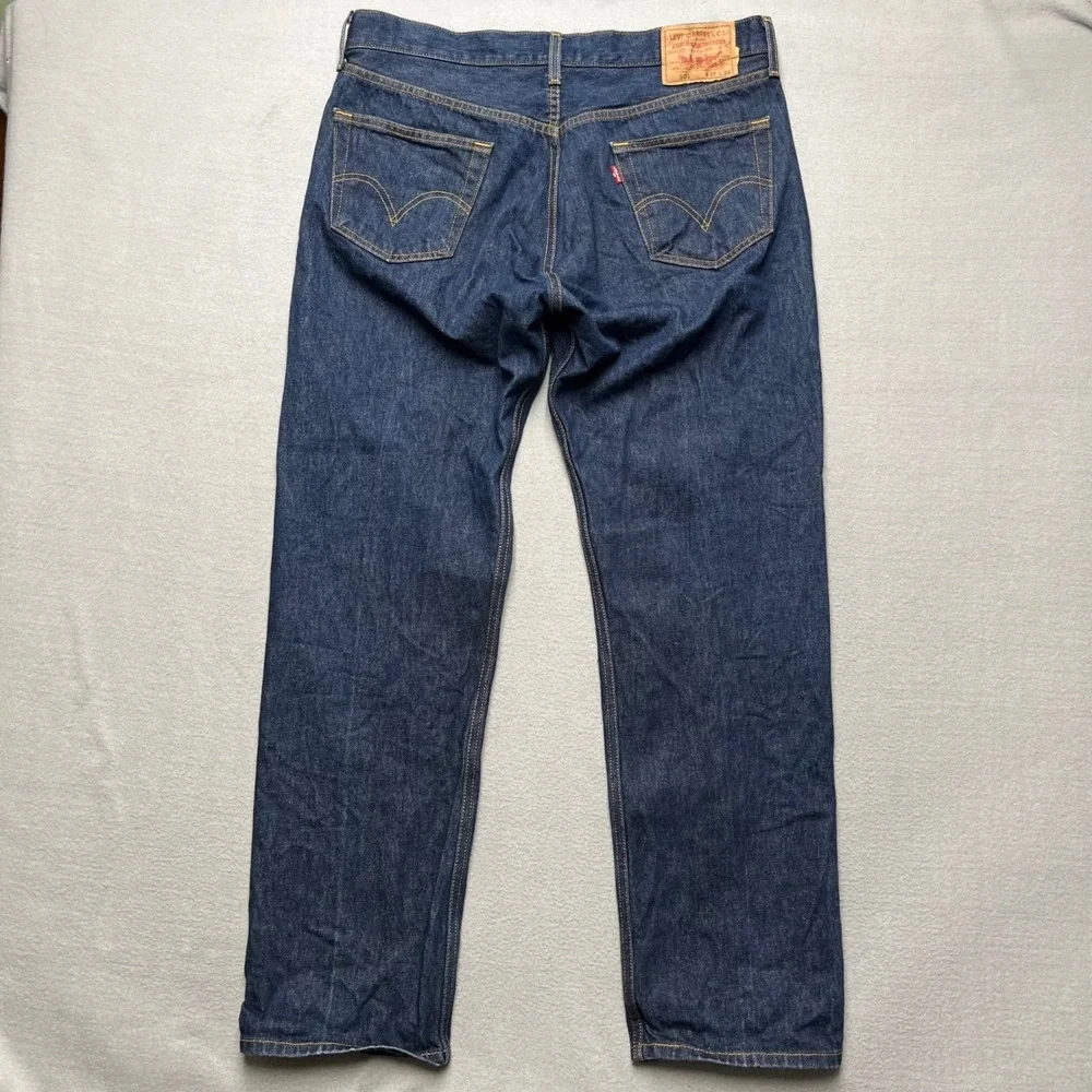 VTG Levi's 501 Raw‎ Denim Look Jeans Mens 38x34 fit(34x32) Dark Wash Rigid Y2K